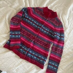 Talbots Size Petite Holiday Nordic Colorful Patterned Women's Sweater